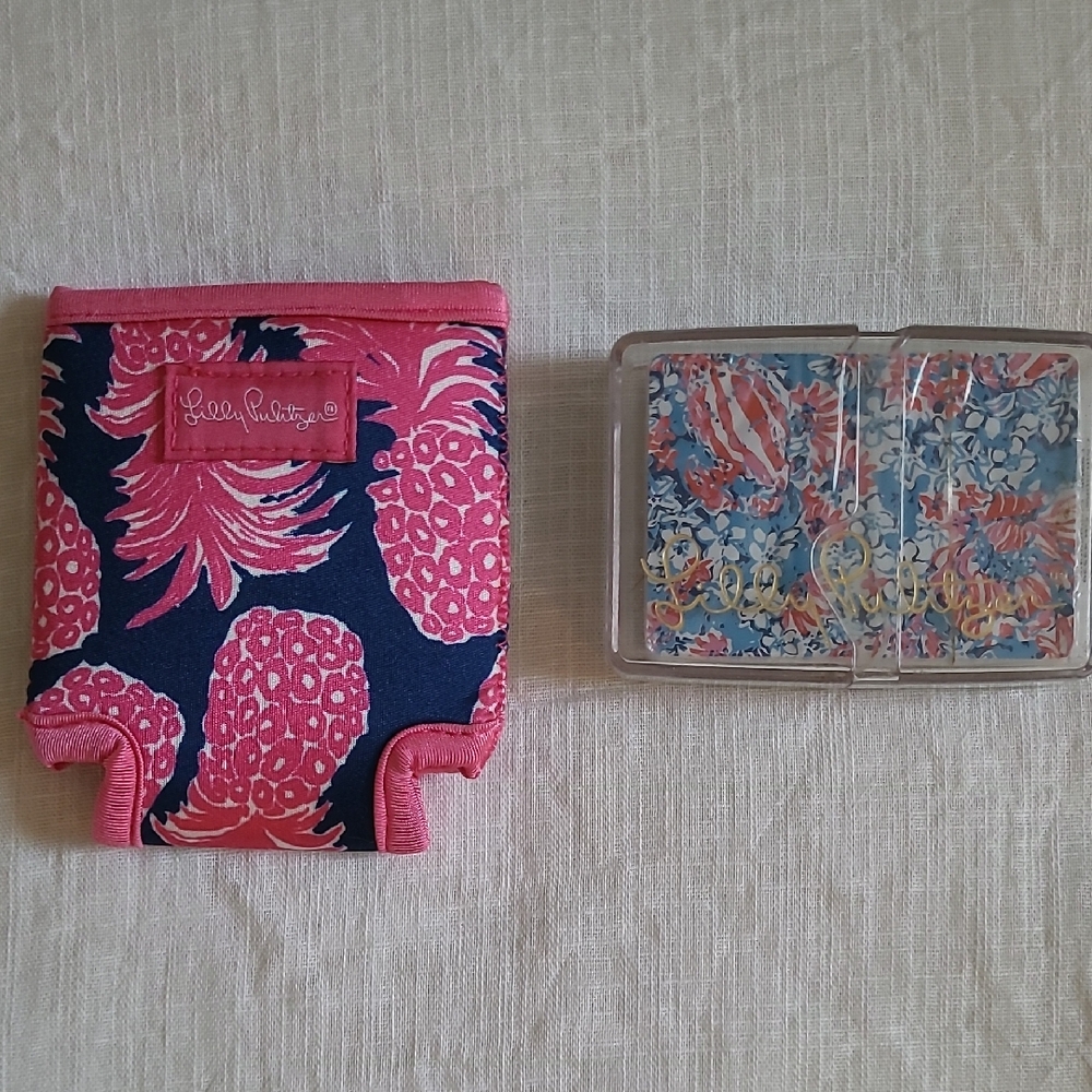 Lilly Pulitzer Pink and Navy Drink Holder Set